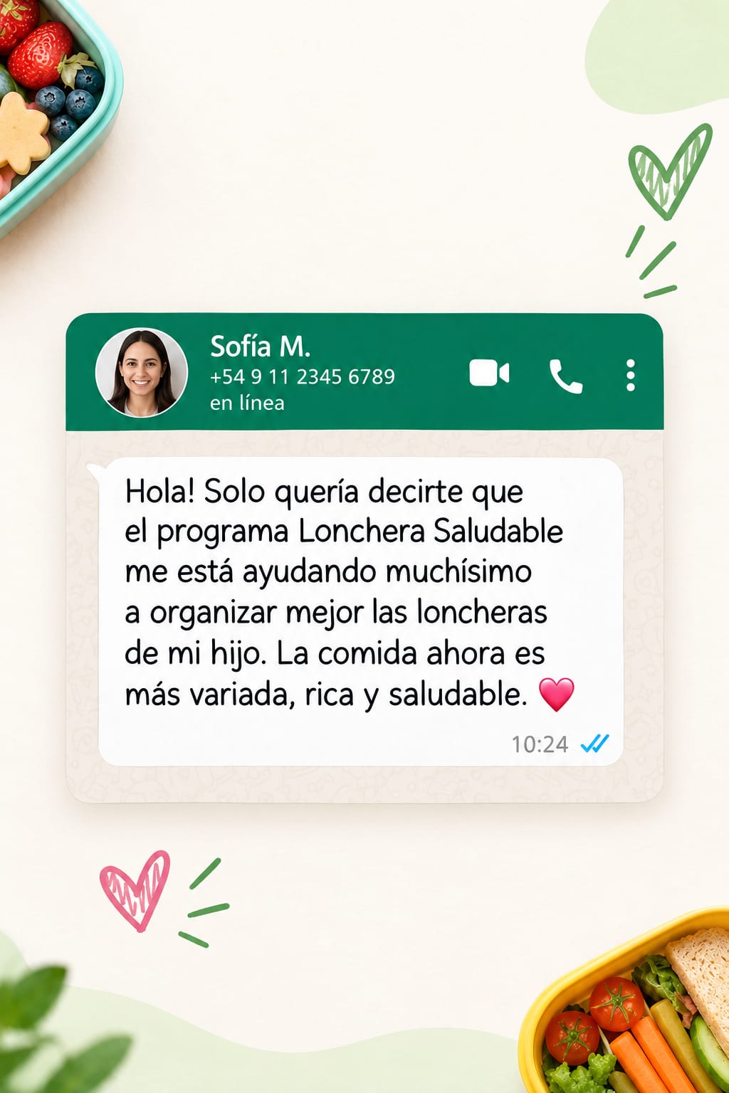 Testimonio de Sofía sobre loncheras más variadas, ricas y saludables